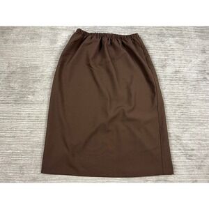 Sienna Skirt Women M Brown Straight Midi‎ Elastic Waist Solid Made in USA 27206